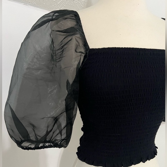 Forever 21 Sheer Puff Sleeve Cropped Top - Picture 5 of 6